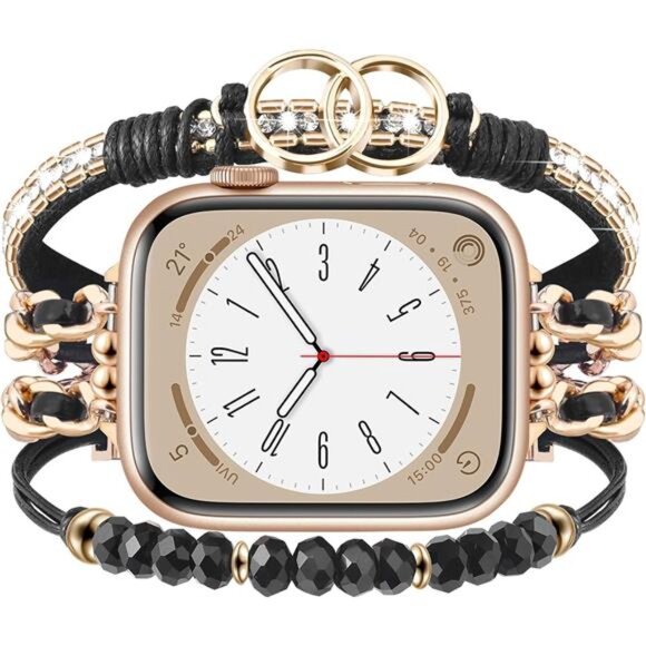 NEW Boho Gold/Black Leather Multilayer Apple Watch Band main image 7